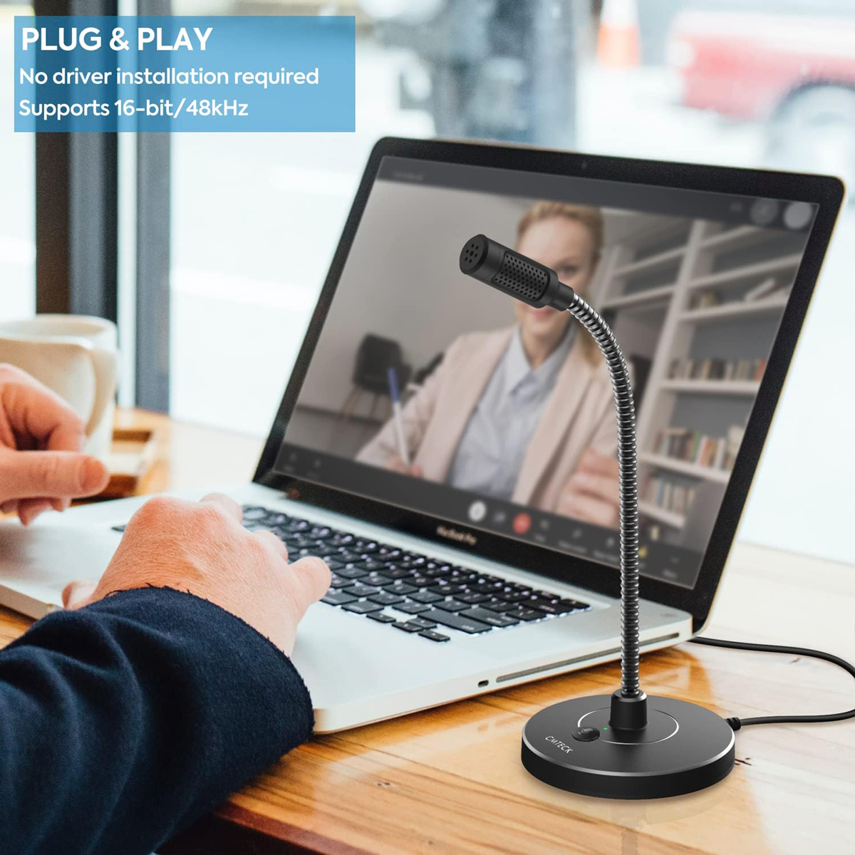 CMTECK επιτραπέζιο μικρόφωνο G009 με εύκαμπτο βραχίονα, omnidirectional, USB, μαύρο - Image 2
