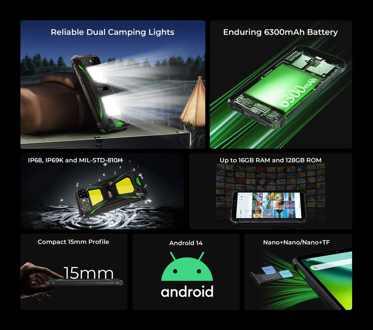 OUKITEL smartphone G5, 6", 4/128GB, 6300mAh, IP68/IP69K, μαύρο - Image 2