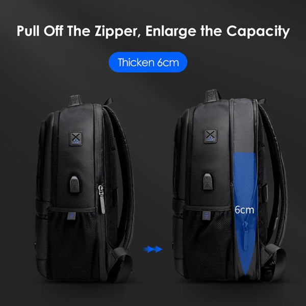 GOLDEN WOLF τσάντα πλάτης GB00402, με θήκη laptop 15.6", 20-25L, μαύρη - Image 3