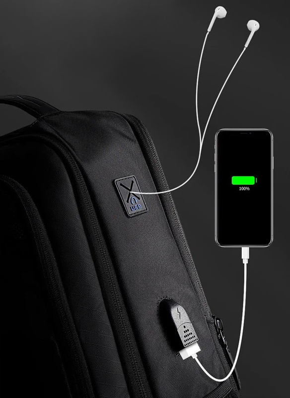 GOLDEN WOLF τσάντα πλάτης GB00402, με θήκη laptop 15.6", 20-25L, μαύρη - Image 4