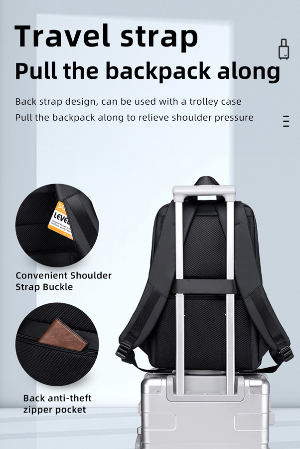 GOLDEN WOLF τσάντα πλάτης GB00711 με θήκη laptop 15.6", 27L, μαύρη - Image 5