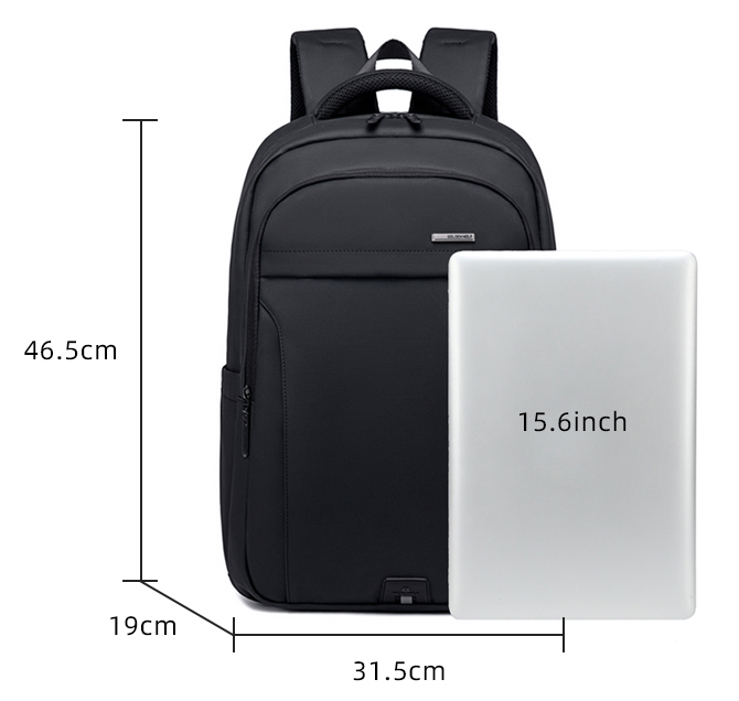 GOLDEN WOLF τσάντα πλάτης GB00711 με θήκη laptop 15.6", 27L, μαύρη - Image 7