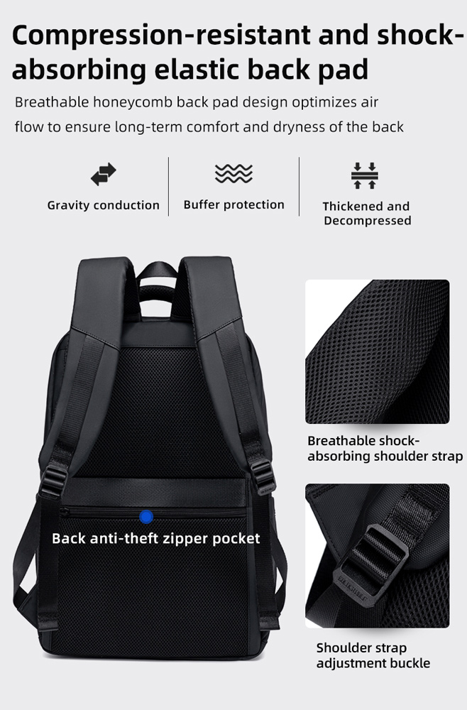 GOLDEN WOLF τσάντα πλάτης GB00711 με θήκη laptop 15.6", 27L, μαύρη - Image 8