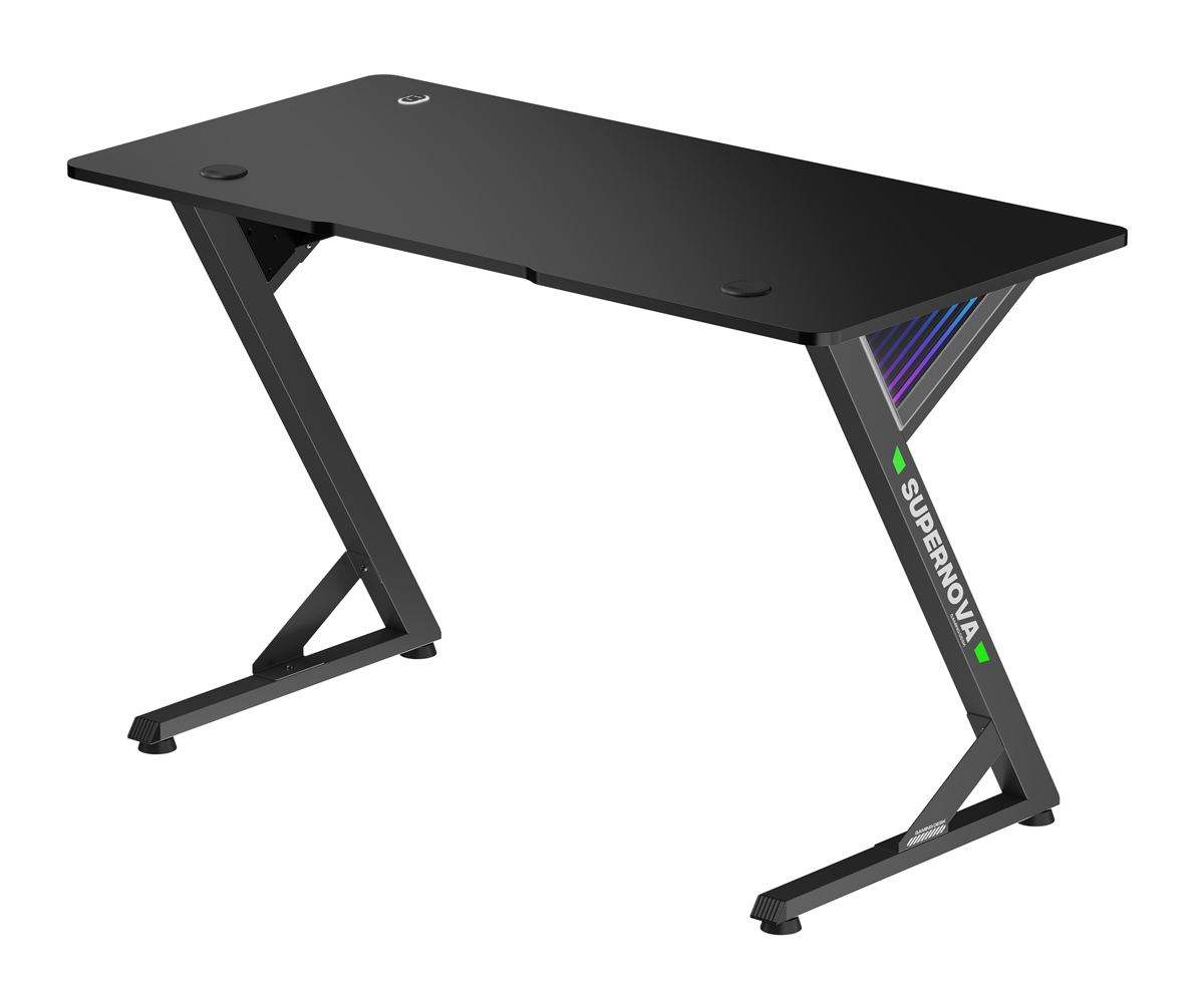 BRATECK gaming γραφείο GMD14-1 με RGB φωτισμό, 120x60x75cm, μαύρο - Image 8