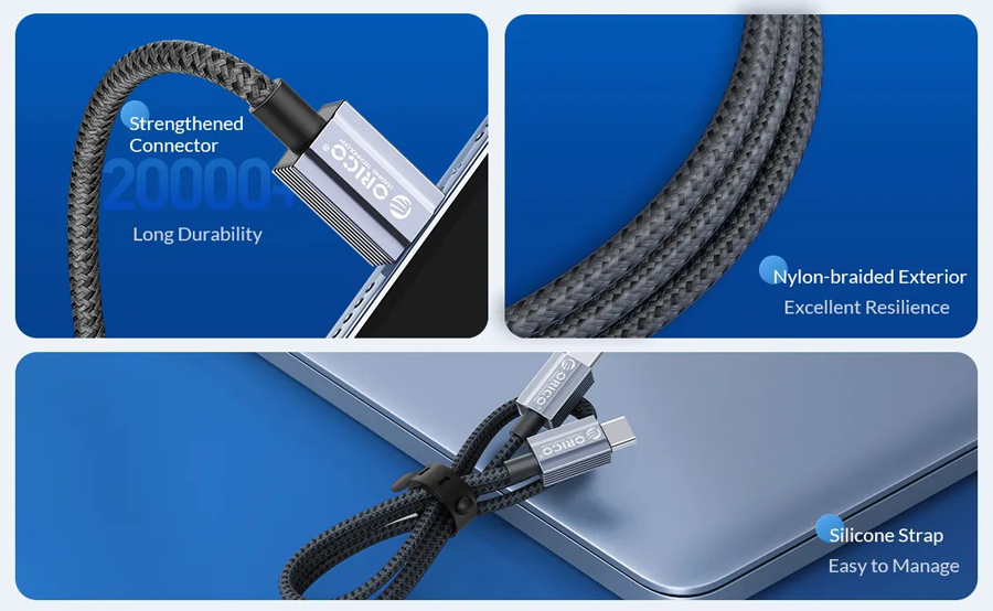 ORICO καλώδιο USB-C GQA60, 60W, 480Mbps, 1m, μαύρο - Image 3