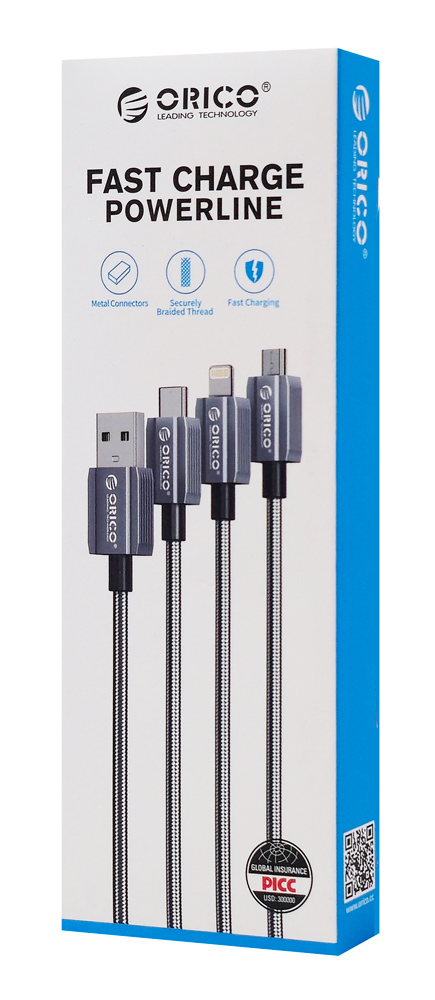 ORICO καλώδιο USB-C GQA60, 60W, 480Mbps, 1m, μαύρο - Image 4