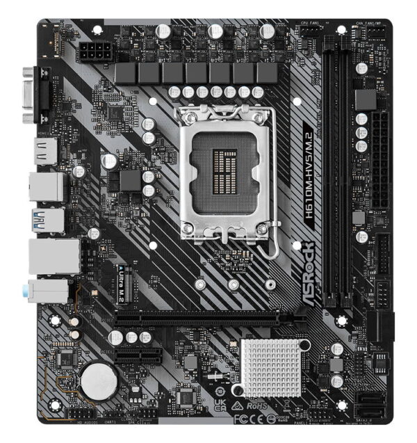 ASROCK μητρική H610M-HVS/M.2 R2.0, 2x DDR4, s1700, USB 3.2 Gen1, mATX - Image 3
