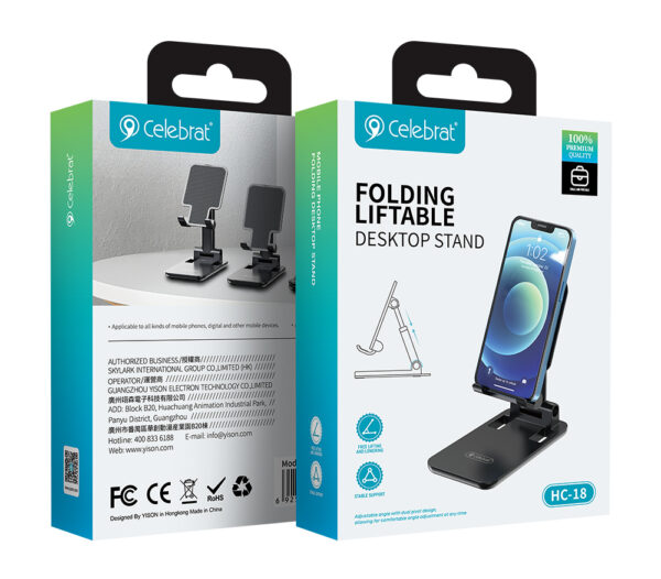 CELEBRAT βάση smartphone/tablet HC-18, foldable, μαύρη - Image 6
