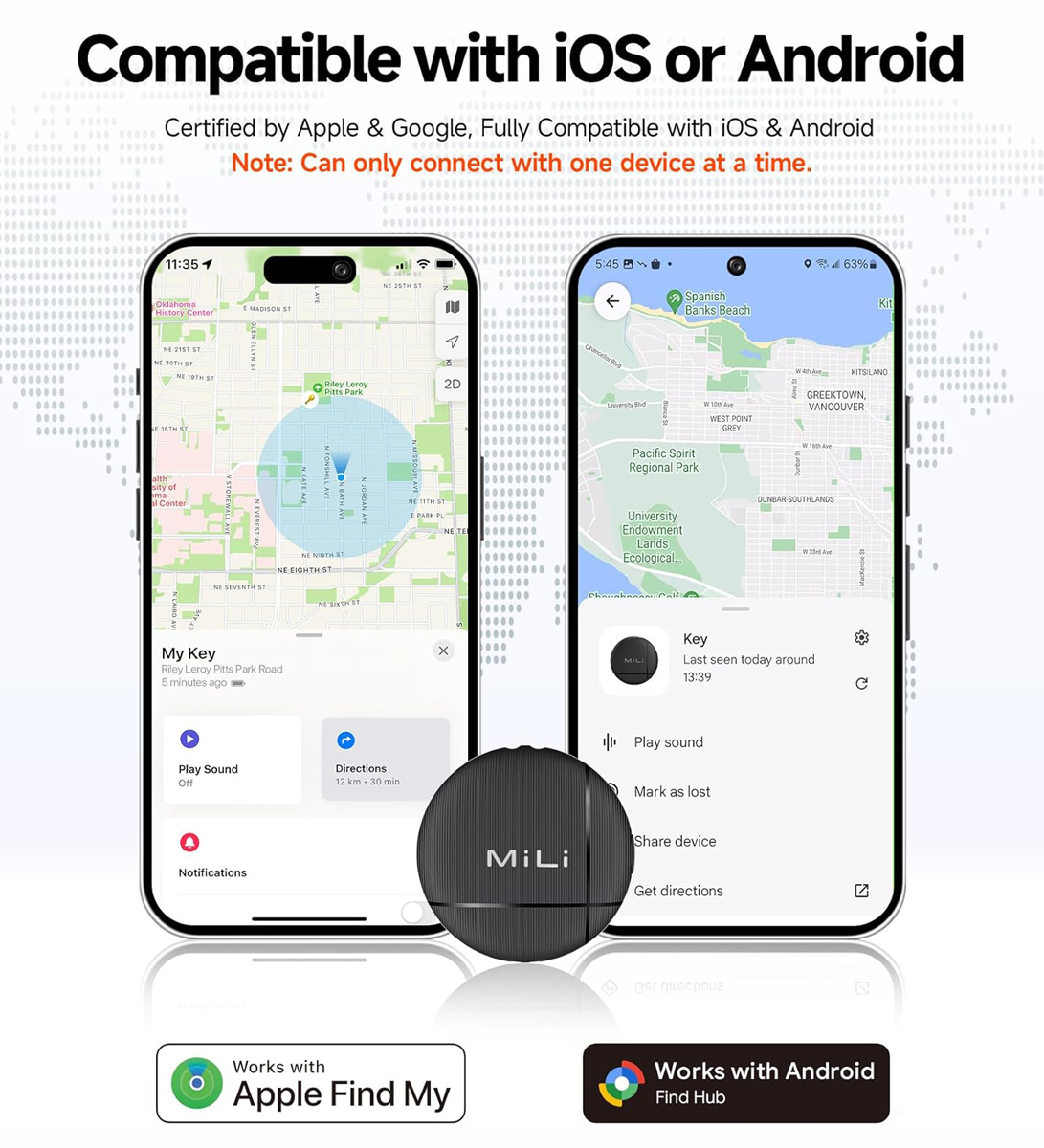 MILI smart tag LiTag Duo για iOS & Android συσκευές, Bluetooth tracker, μαύρο - Image 2