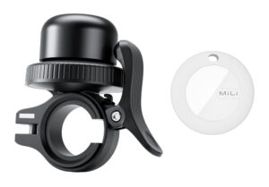 MILI κουδούνι ποδηλάτου με smart tag MiTag Duo, iOS & Android, Bluetooth tracker, μαύρο/λευκό