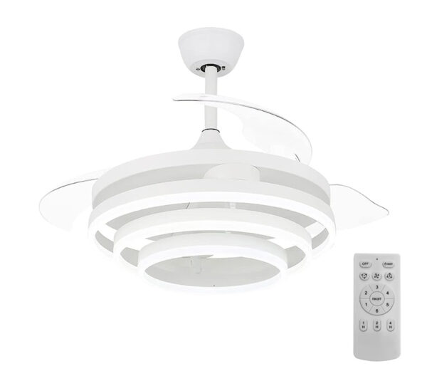 POWERTECH ανεμιστήρας οροφής HLL-0112 με LED φως, 72W, Φ106x50cm, λευκός