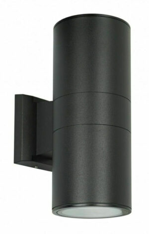 POWERTECH φωτιστικό τοίχου HLL-0190 για 2x GU10 λάμπες, μεταλλικό, IP65, μαύρο