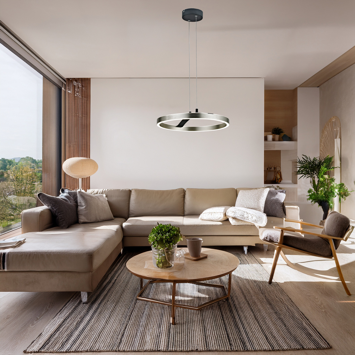 POWERTECH LED φωτιστικό οροφής HLL-0202, 29W, 4000K, Φ38x120cm, ασημί/μαύρο - Image 3