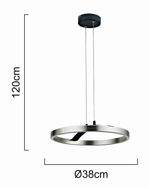 POWERTECH LED φωτιστικό οροφής HLL-0202, 29W, 4000K, Φ38x120cm, ασημί/μαύρο - Image 4