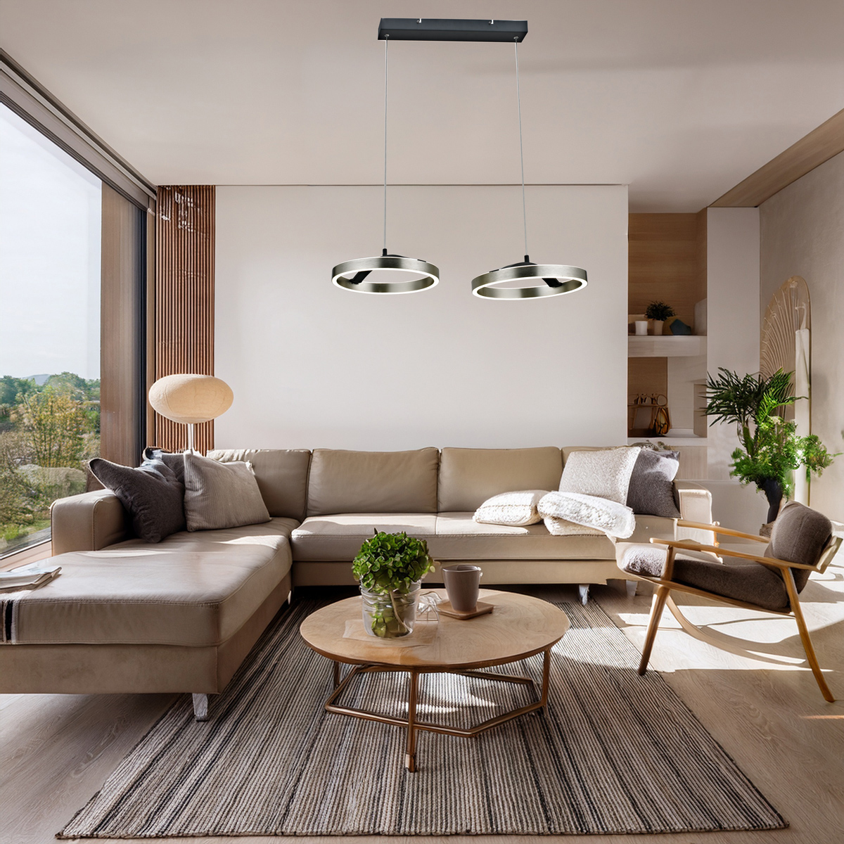 POWERTECH LED φωτιστικό οροφής HLL-0203, 42W, 4000K, 70x30x120cm, ασημί/μαύρο - Image 3