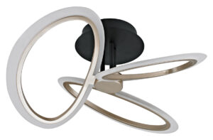 POWERTECH LED φωτιστικό οροφής HLL-0206, 40W, 4000K, Φ53x26cm, οπάλ χρυσό/μαύρο