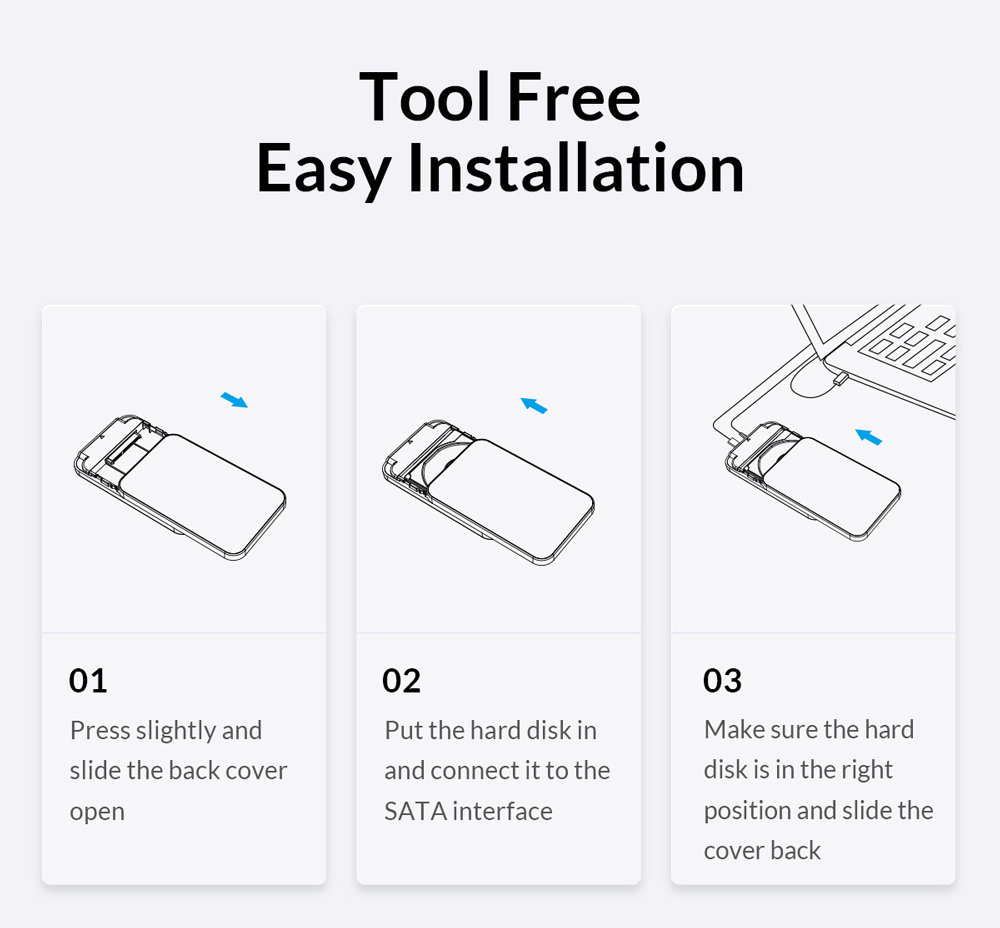 ORICO θήκη για 2.5" SATA HDD/SSD HM25U3, 5Gbps, μαύρη - Image 5