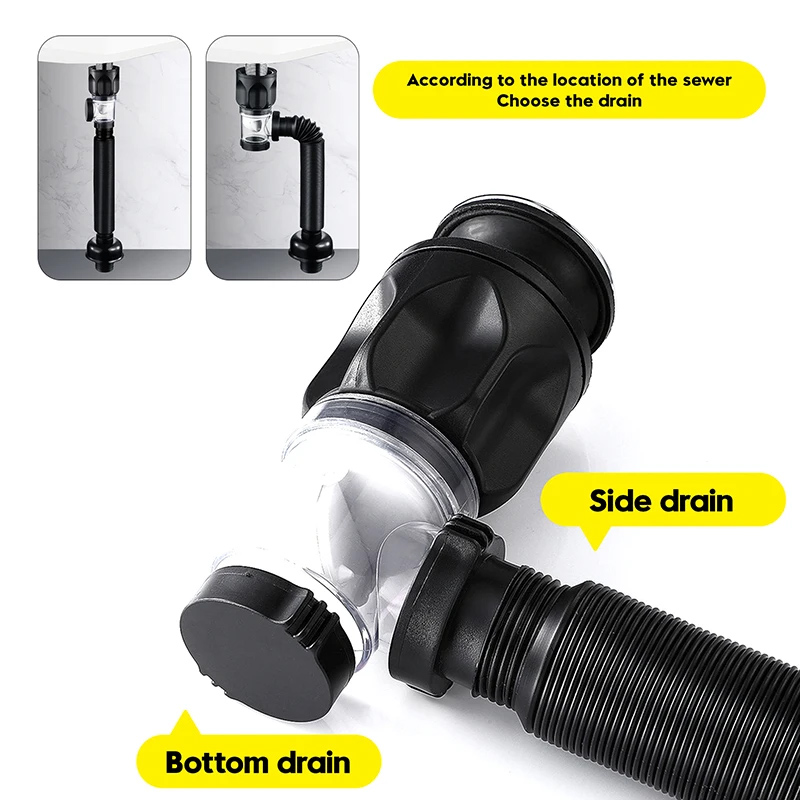 Εύκαμπτο σιφώνι νιπτήρα HUH-0139, μπάνιου/κουζίνας, Φ32mm, λευκό - Image 4