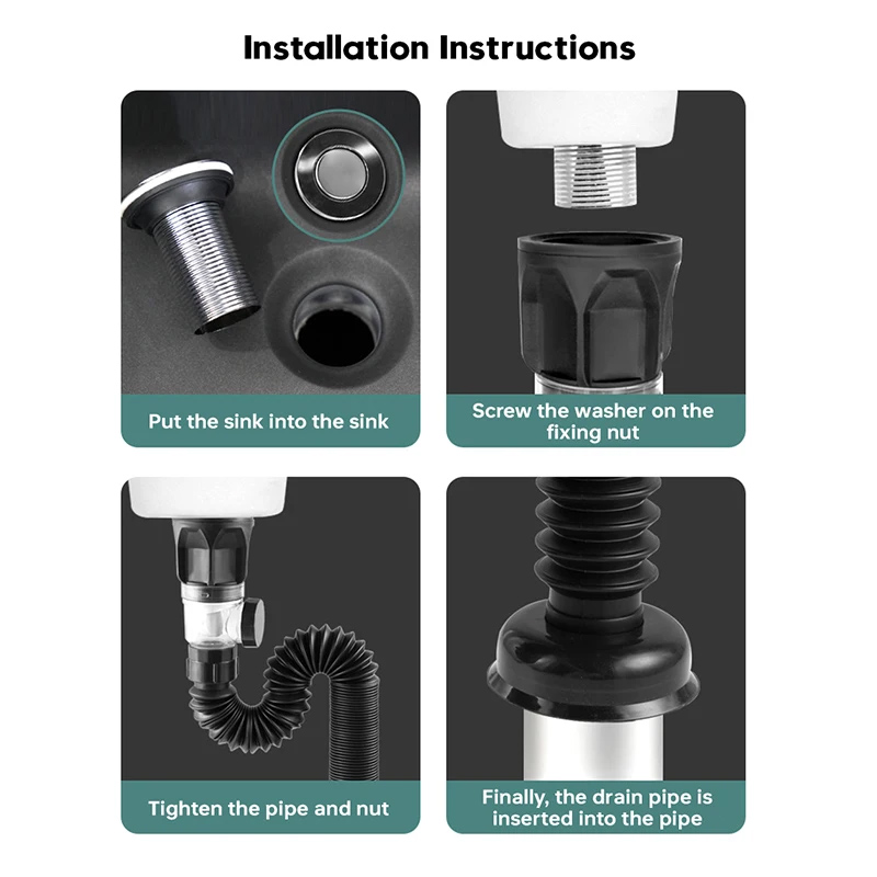 Εύκαμπτο σιφώνι νιπτήρα HUH-0139, μπάνιου/κουζίνας, Φ32mm, λευκό - Image 5