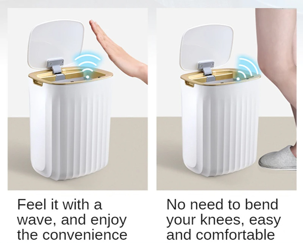 Κάδος απορριμμάτων HUH-0147, αυτόματο άνοιγμα, 12lt, λευκός - Image 3