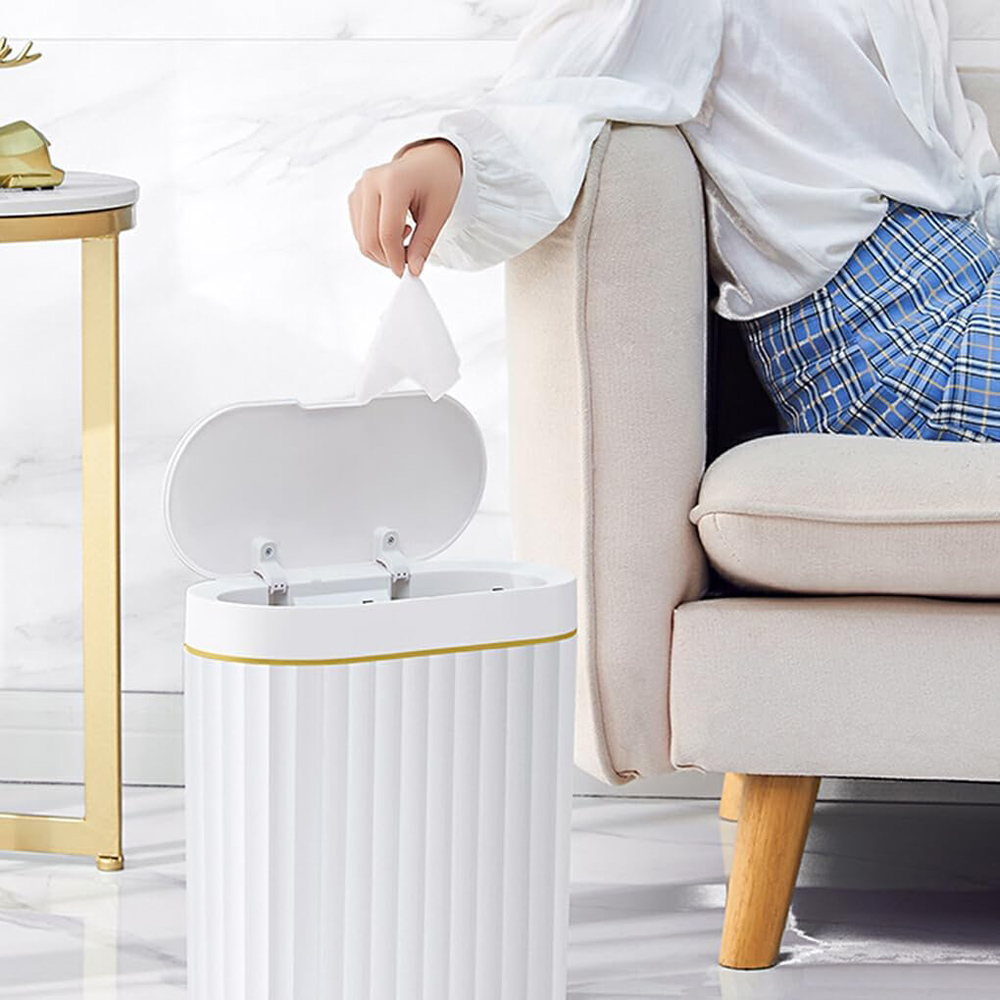 HOME USE κάδος απορριμμάτων HUH-0227 με φωτοκύτταρο, 9lt, λευκός - Image 2