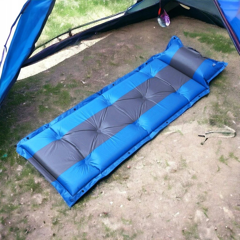 HOME USE αυτοφούσκωτο στρώμα HUH-0237 με μαξιλάρι, μονό, 192x60x3cm, μπλε/γκρι - Image 2