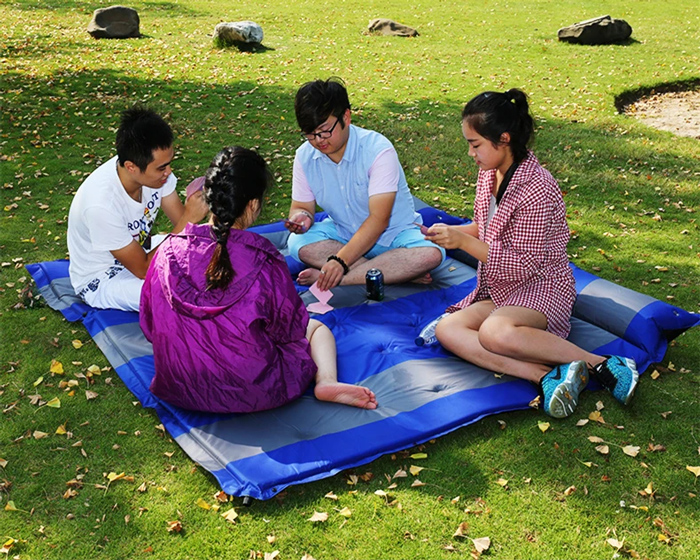 HOME USE αυτοφούσκωτο στρώμα HUH-0238 με μαξιλάρι, διπλό, 192x132x3cm, μπλε/γκρι - Image 2