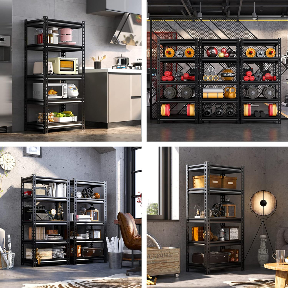 HOME USE μεταλλική ραφιέρα HUH-0248 με 5 ράφια, 90x40x183cm, μαύρη - Image 2