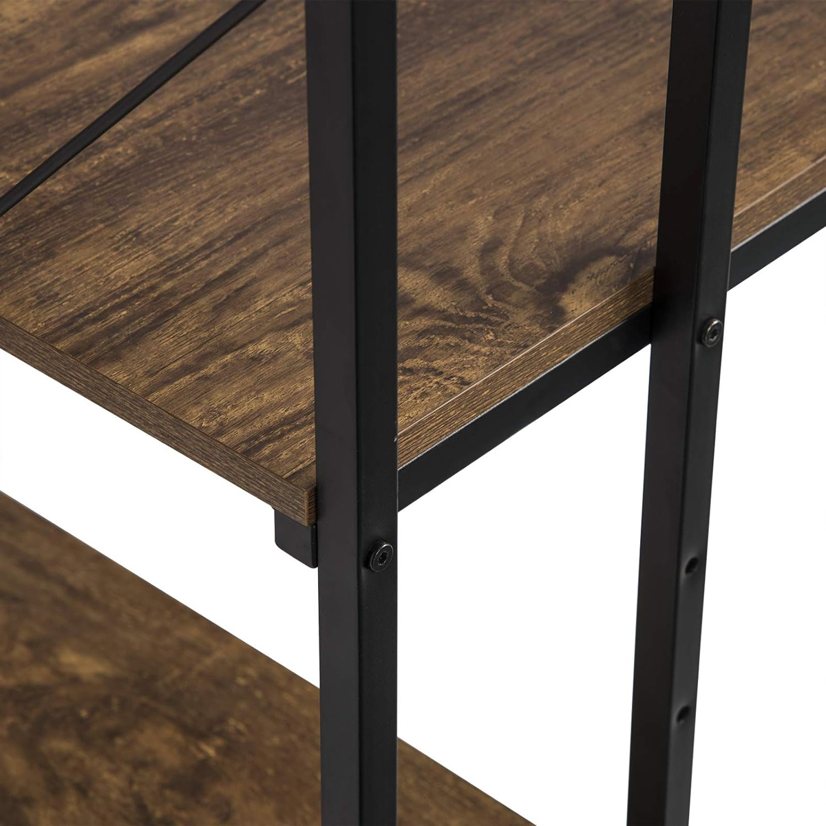 HOME USE γραφείο HUH-0249 με ραφιέρα, 120x60x122cm, καφέ/μαύρο - Image 4