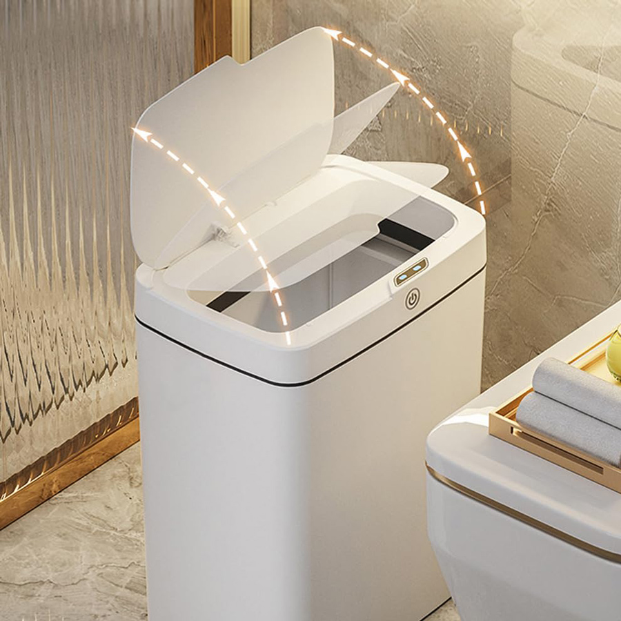 HOME USE κάδος απορριμμάτων HUH-0252 με φωτοκύτταρο, 11.5lt, λευκός - Image 2