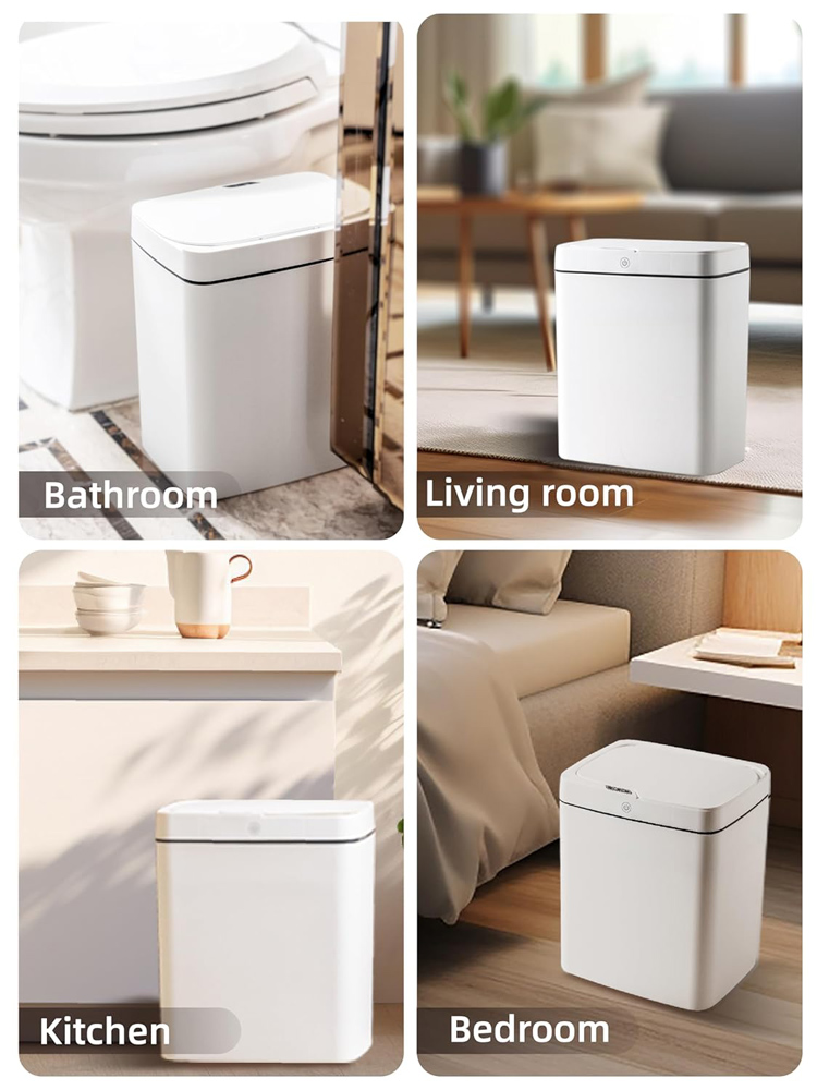 HOME USE κάδος απορριμμάτων HUH-0253 με φωτοκύτταρο, 13lt, λευκός - Image 4