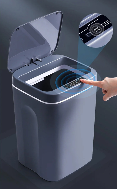 HOME USE κάδος απορριμμάτων HUH-0254 με φωτοκύτταρο, 10.5lt, γκρι - Image 5