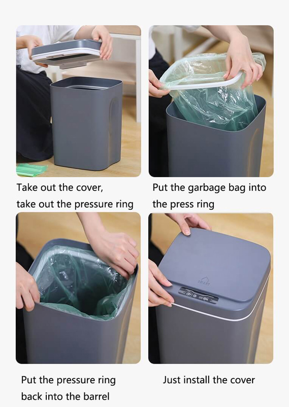 HOME USE κάδος απορριμμάτων HUH-0254 με φωτοκύτταρο, 10.5lt, γκρι - Image 7