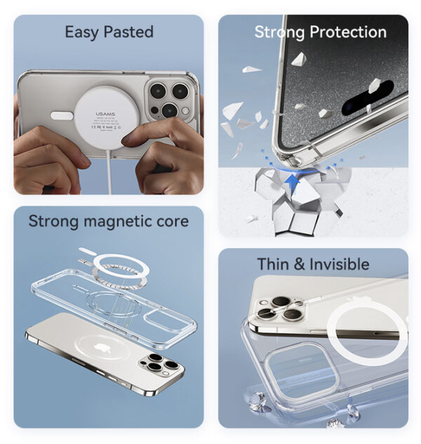 USAMS θήκη Ice Magnet US-BH848 για iPhone 15 Plus, διάφανη - Image 2
