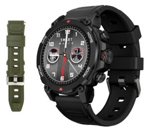 INTIME smartwatch G6 με 2x λουράκια, heart rate, 1.43" AMOLED, GPS, 5ATM, μαύρο