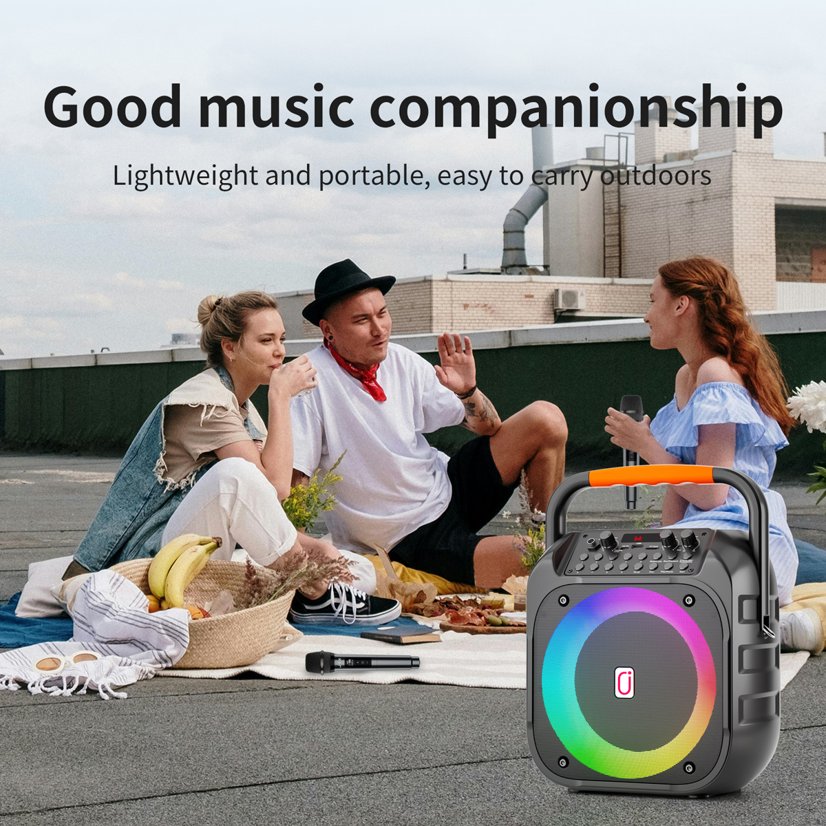 JYX φορητό ηχείο T26-T με 2x μικρόφωνα, 20W, 4000mah, LED, μαύρο - Image 2