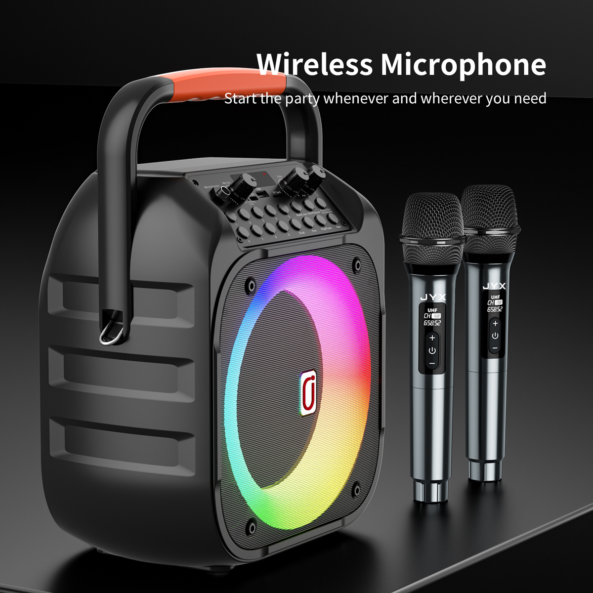 JYX φορητό ηχείο T26-T με 2x μικρόφωνα, 20W, 4000mah, LED, μαύρο - Image 5