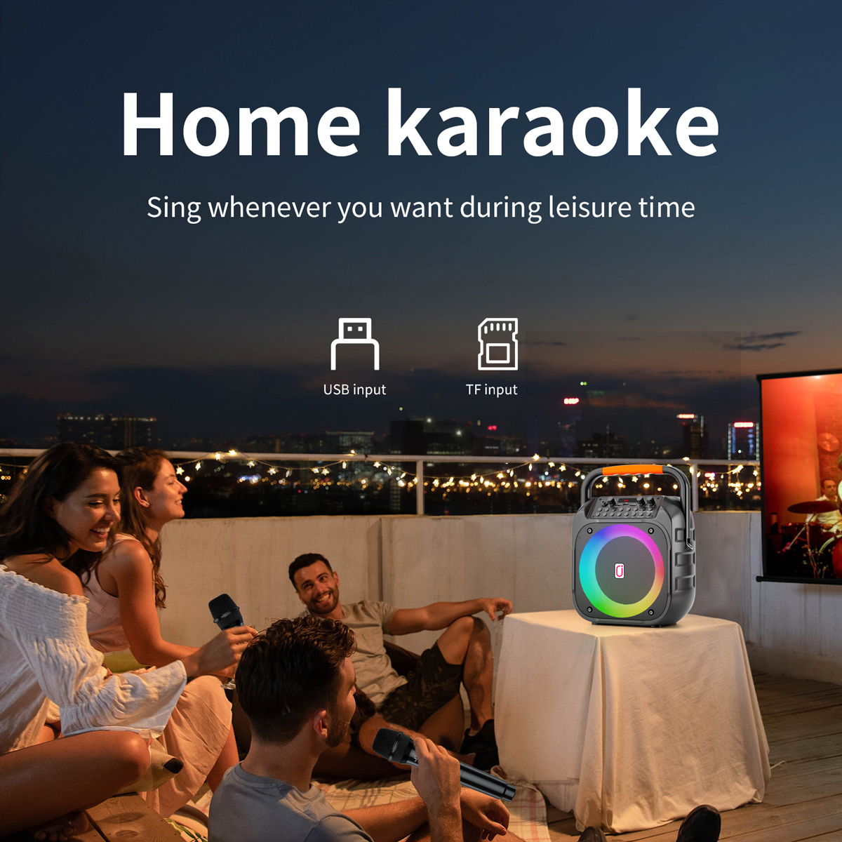JYX φορητό ηχείο T26-T με 2x μικρόφωνα, 20W, 4000mah, LED, μαύρο - Image 7