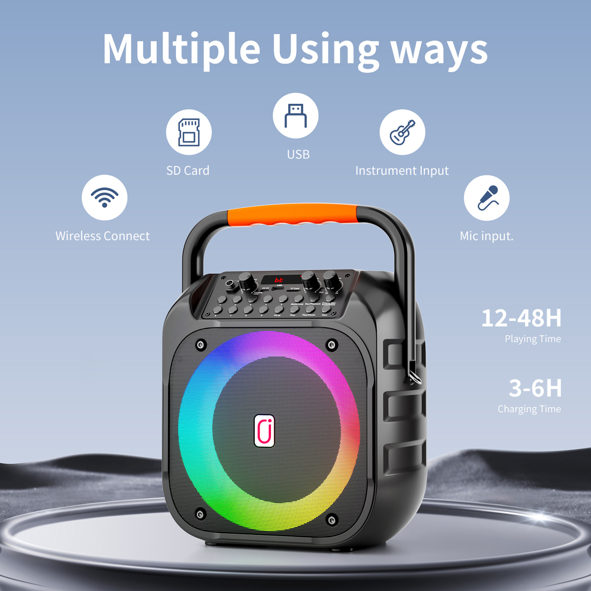 JYX φορητό ηχείο T26-T με 2x μικρόφωνα, 20W, 4000mah, LED, μαύρο - Image 8