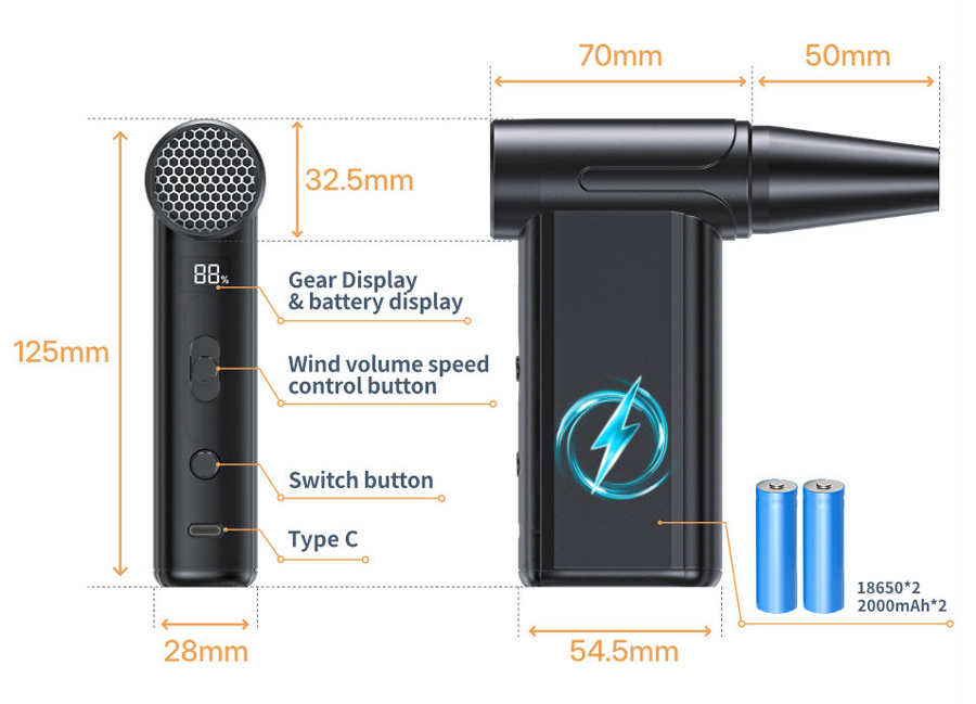 KINZIR 2 σε 1 σκουπάκι χειρός & air duster AD51, 180W, 4000mAh, μαύρο - Image 9