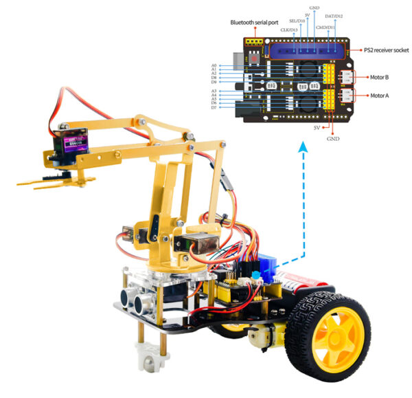 KEYESTUDIO 4DOF mechanical robot arm car kit KS0520, για Arduino - Image 5