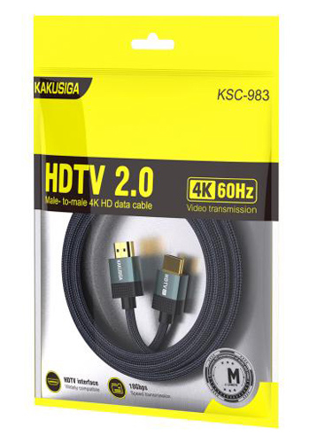 KAKUSIGA καλώδιο HDMI KSC-983, 4K/60Hz, 18Gbps, 1m, μαύρο - Image 4