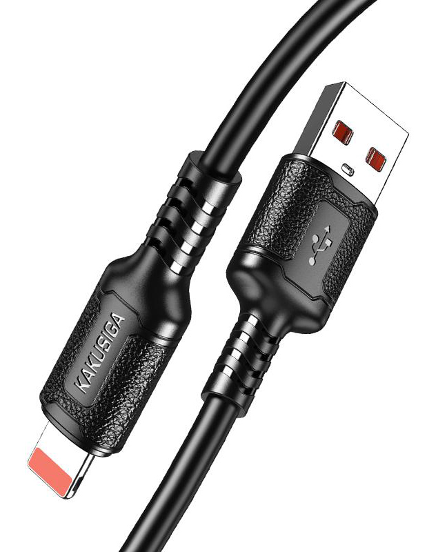 KAKUSIGA καλώδιο Lightning σε USB KSC-984, σιλικόνης, 3Α, 480Mbps, 1m, μαύρο - Image 3