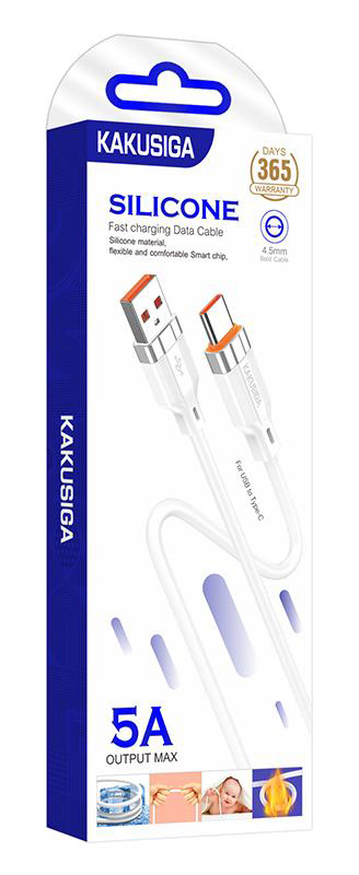 KAKUSIGA καλώδιο USB-C σε USB KSC-995, σιλικόνης, 5A, 480Mbps, 1m, λευκό - Image 4