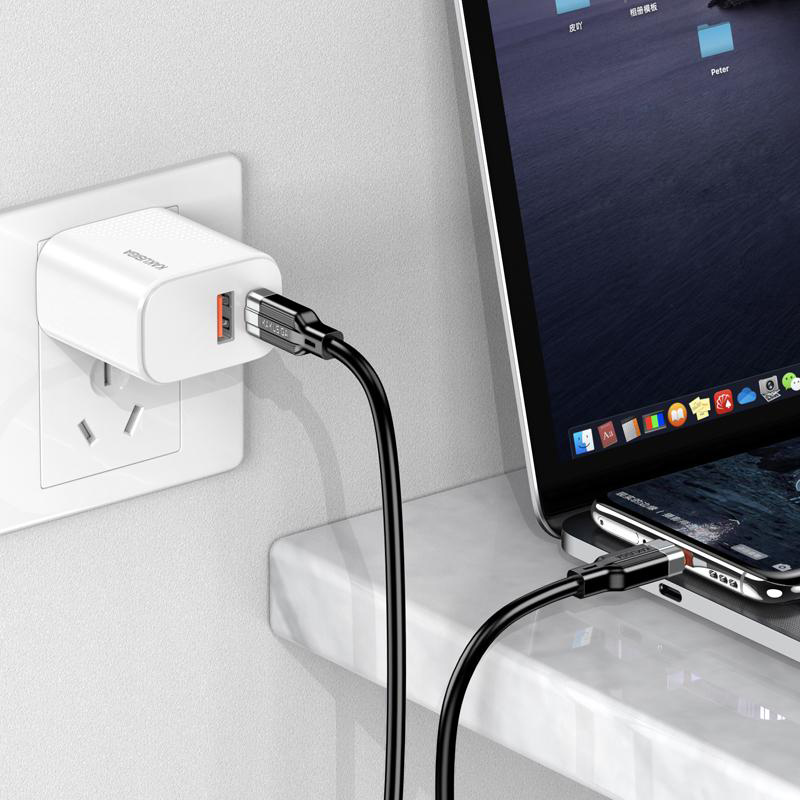 KAKUSIGA καλώδιο USB-C σε USB-C KSC-995, σιλικόνης, 100W, 480Mbps, 1m, λευκό - Image 2