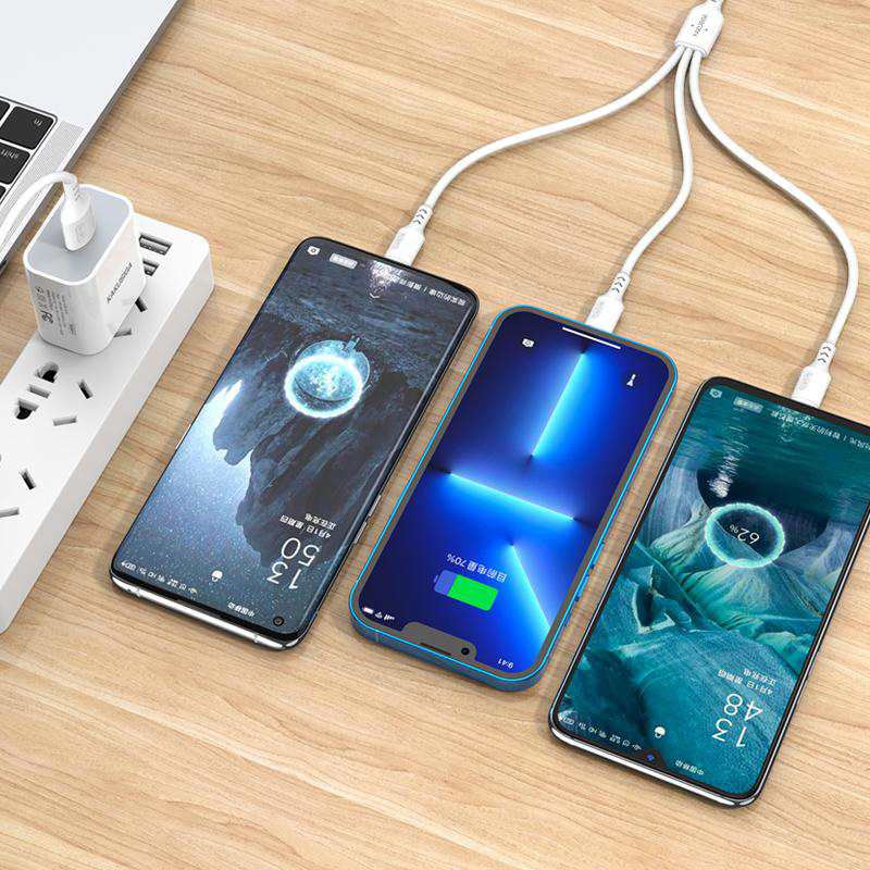 KAKUSIGA καλώδιο USB σε USB-C/Lightning/Micro USB KSC-997, 5A, 1.2m, λευκό - Image 2