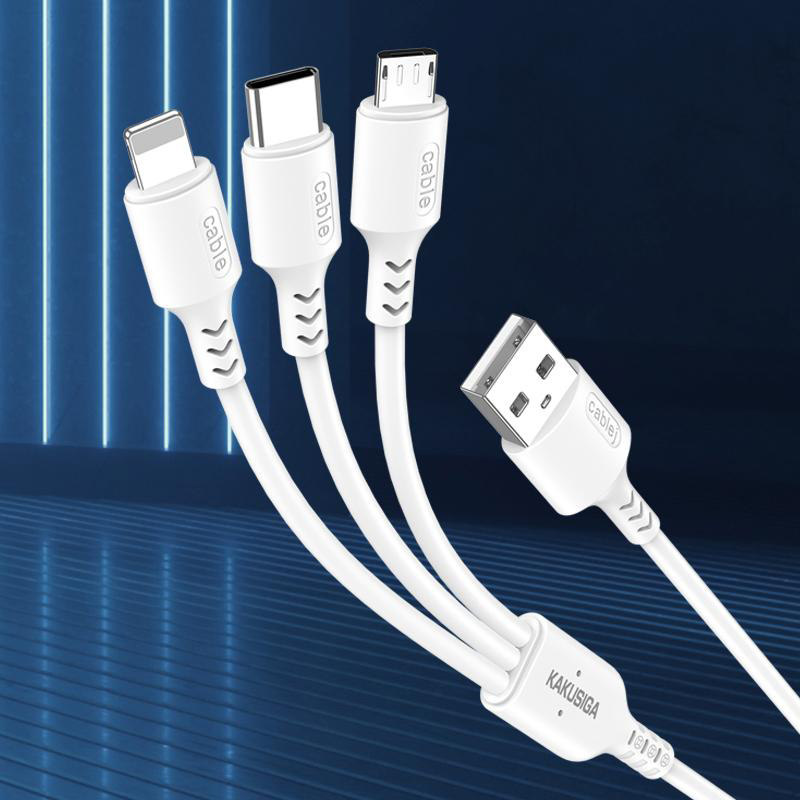 KAKUSIGA καλώδιο USB σε USB-C/Lightning/Micro USB KSC-997, 5A, 1.2m, λευκό - Image 3
