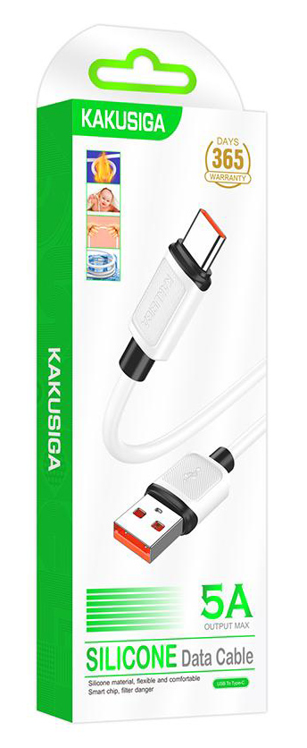 KAKUSIGA καλώδιο USB-C σε USB KSC-998, σιλικόνης, 5A, 480Mbps, 1m, λευκό - Image 4