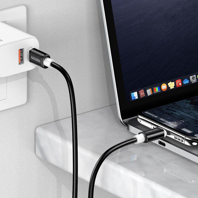 KAKUSIGA καλώδιο USB-C σε USB-C KSC-998, σιλικόνης, 100W, 480Mbps, 1m, λευκό - Image 2
