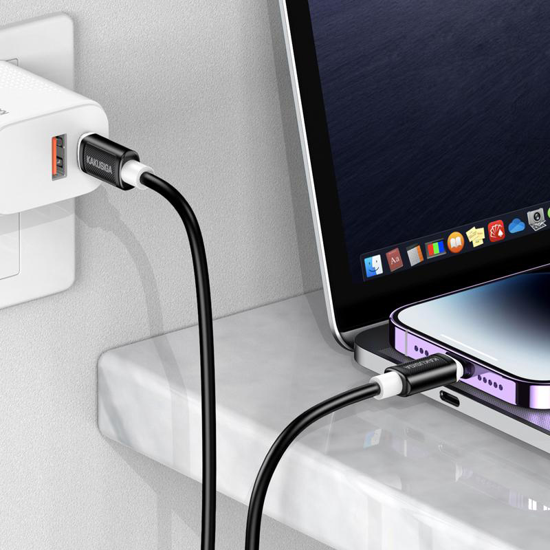 KAKUSIGA καλώδιο Lightning σε USB-C KSC-998, σιλικόνης, 30W, 480Mbps, 1m, λευκό - Image 3